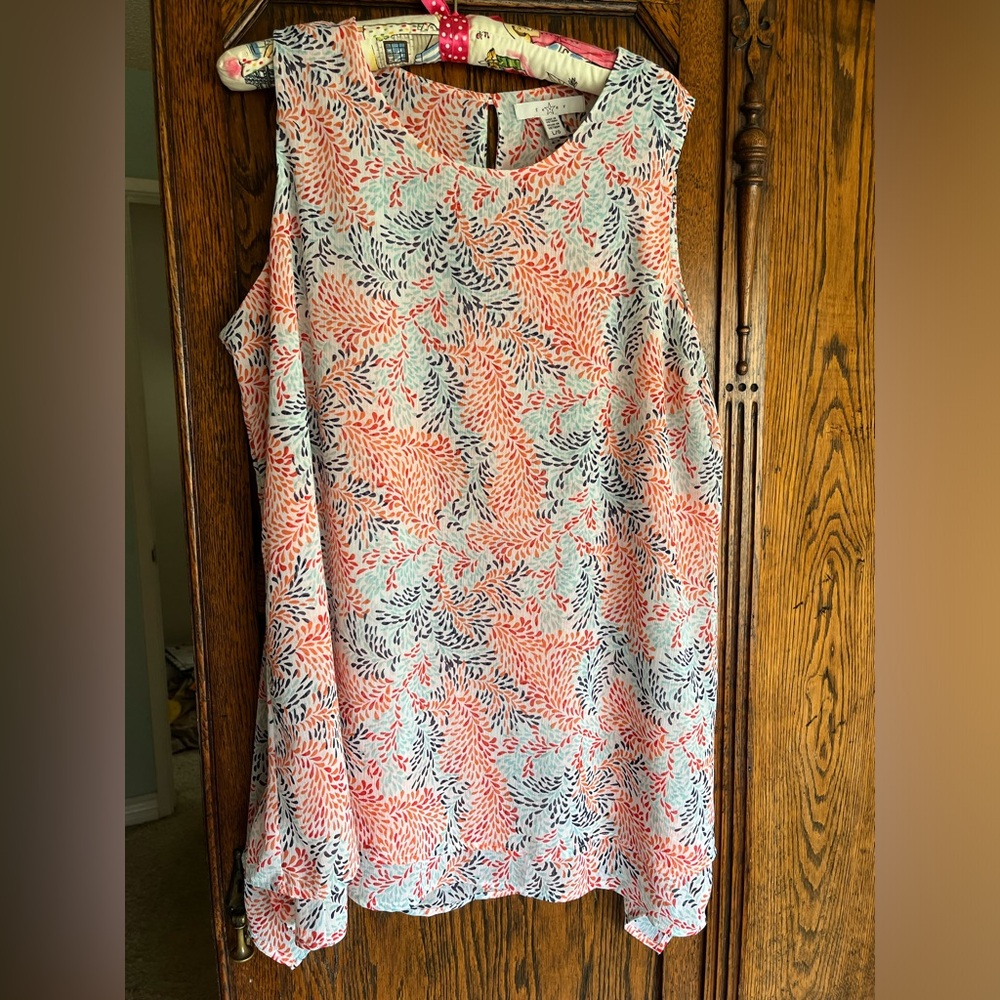 2 Fever Double Layer sleeveless print blouses size large - Picture 4 of 6